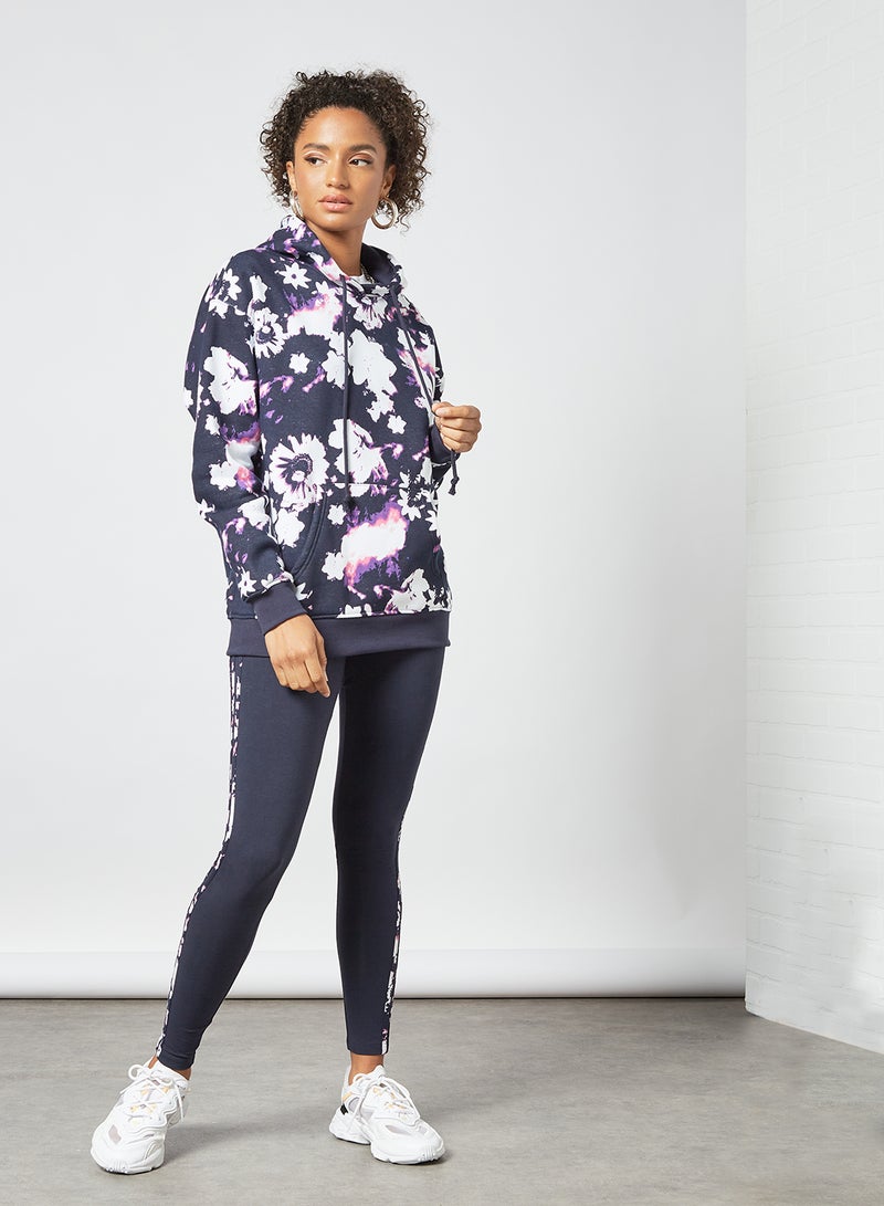 Floral Hoodie Navy