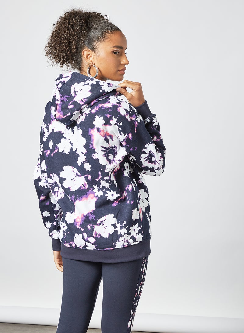 Floral Hoodie Navy