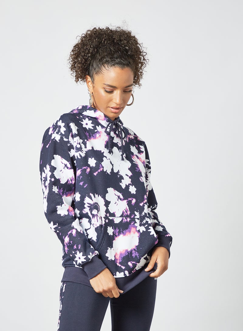 Floral Hoodie Navy