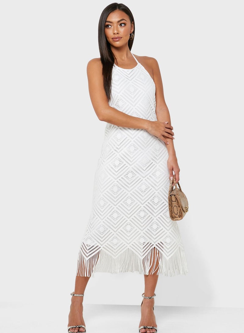 Halter Neck Fringe Dress