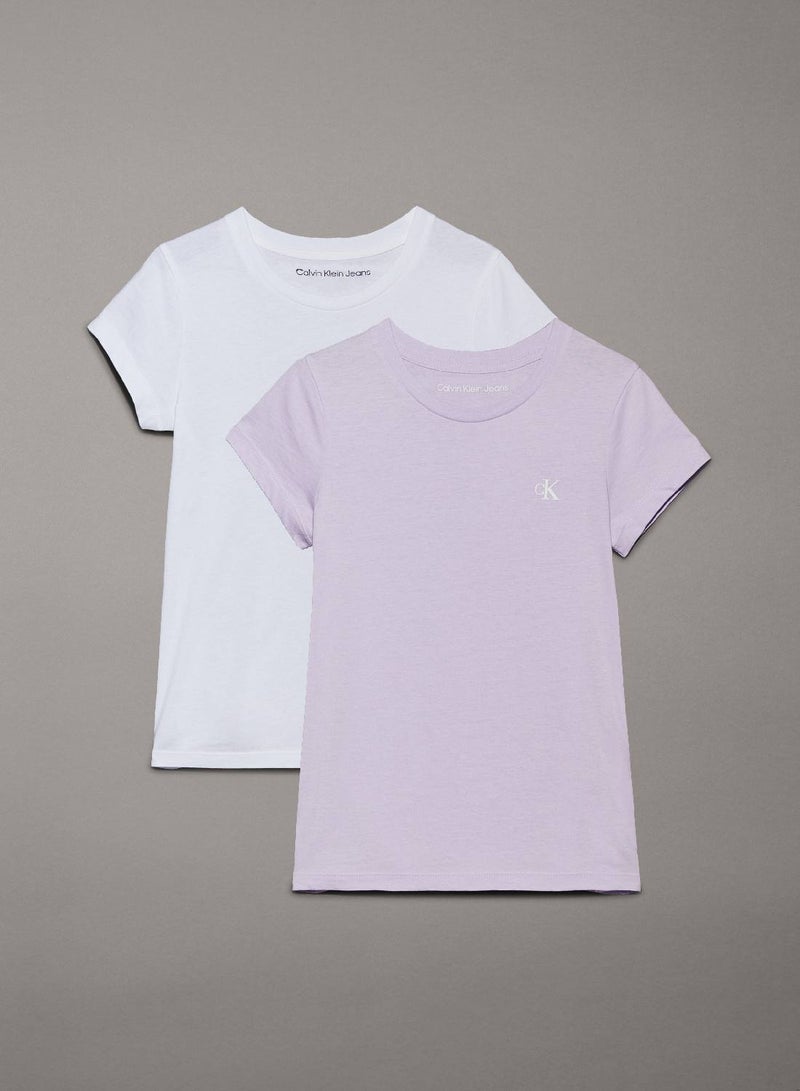 Girls' 2 Pack Slim T-Shirts - Cotton jersey, Multicolored
