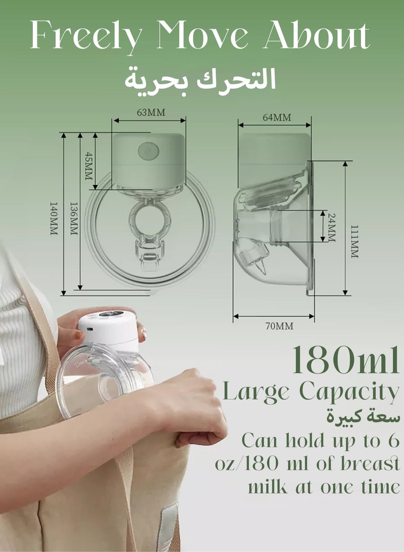 Portable Hands-free Breast Single Pump Wearable, Ultra-silent Hands Free Breast Pump With Smart LCD Display, 2 Modes And 9 Levels Rechargeable Wireless Portable Milk Pump Memory Function - White
