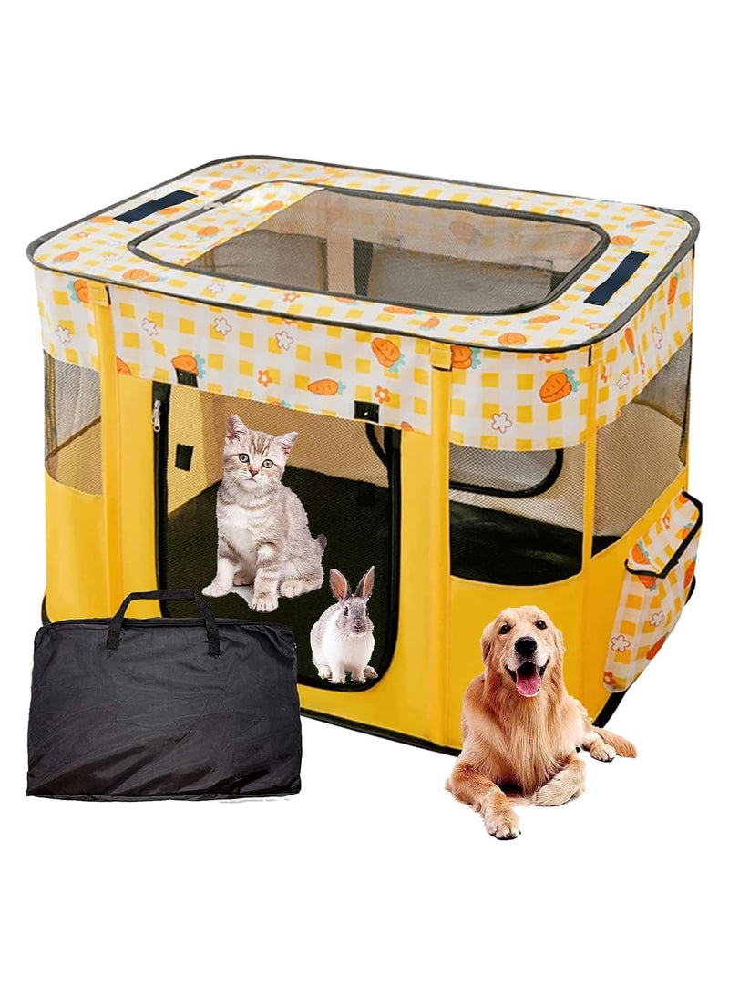 Foldable Pet Playpen, Portable Dog Cat Rabbit Puppy Playpen, Collapsible pet Kennel Cage, Sturdy pet Tent, Pet Breeding Room, Pet Playground Indoor/Outdoor(L, Yellow)