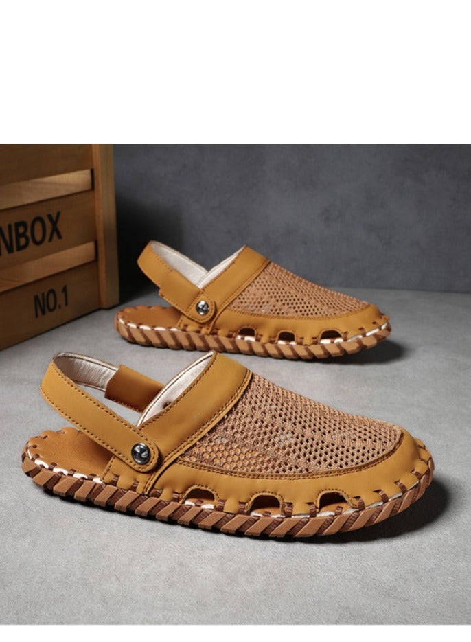 Outdoor Beach Sandals Men's Trendy Genuine Leather Men's Sandals and Slippers