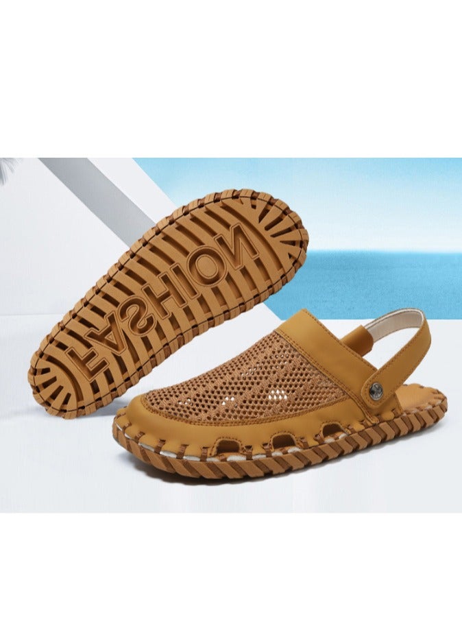 Outdoor Beach Sandals Men's Trendy Genuine Leather Men's Sandals and Slippers