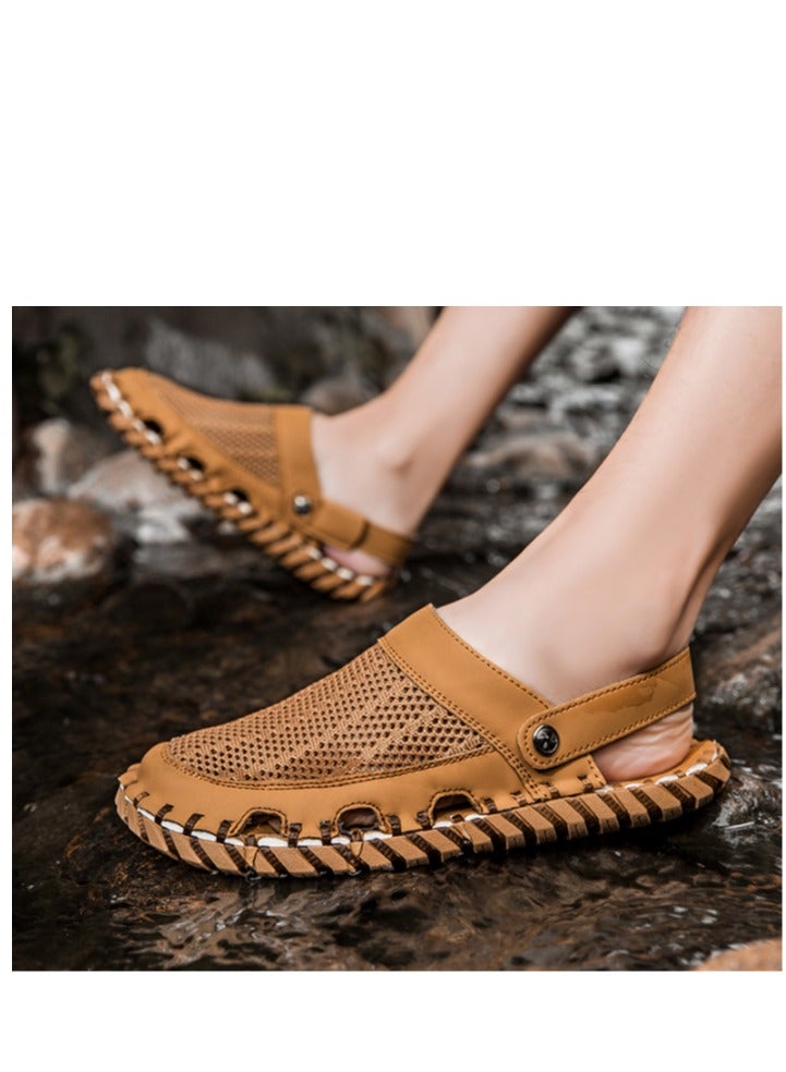 Outdoor Beach Sandals Men's Trendy Genuine Leather Men's Sandals and Slippers