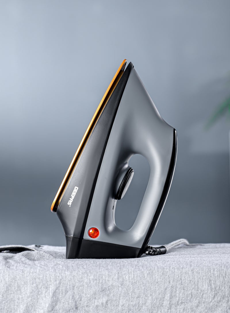 Heavy Duty Dry Iron Ironing Box with Ceramic Coated Soleplate/ Comfortable Handle, Multiple Functions, Temperature Setting Dial, Overheat Safety Protection 1200 W GDI2748 Black/Grey