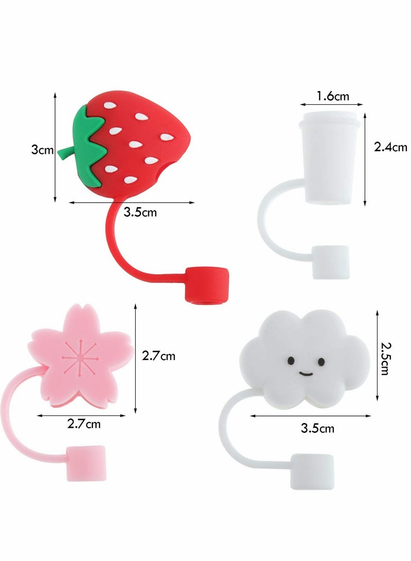 Silicone Straw Tips Cover, 4 Pcs Reusable Drinking Lids Adorable Dust-proof Plugs for 6-8 mm Straws, Decor Outdoor (Not include Straw)