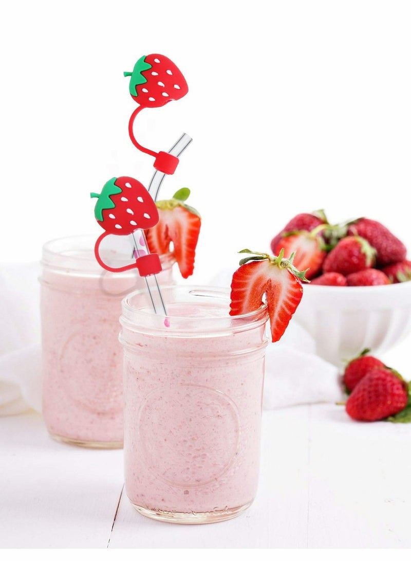 Silicone Straw Tips Cover, 4 Pcs Reusable Drinking Lids Adorable Dust-proof Plugs for 6-8 mm Straws, Decor Outdoor (Not include Straw)