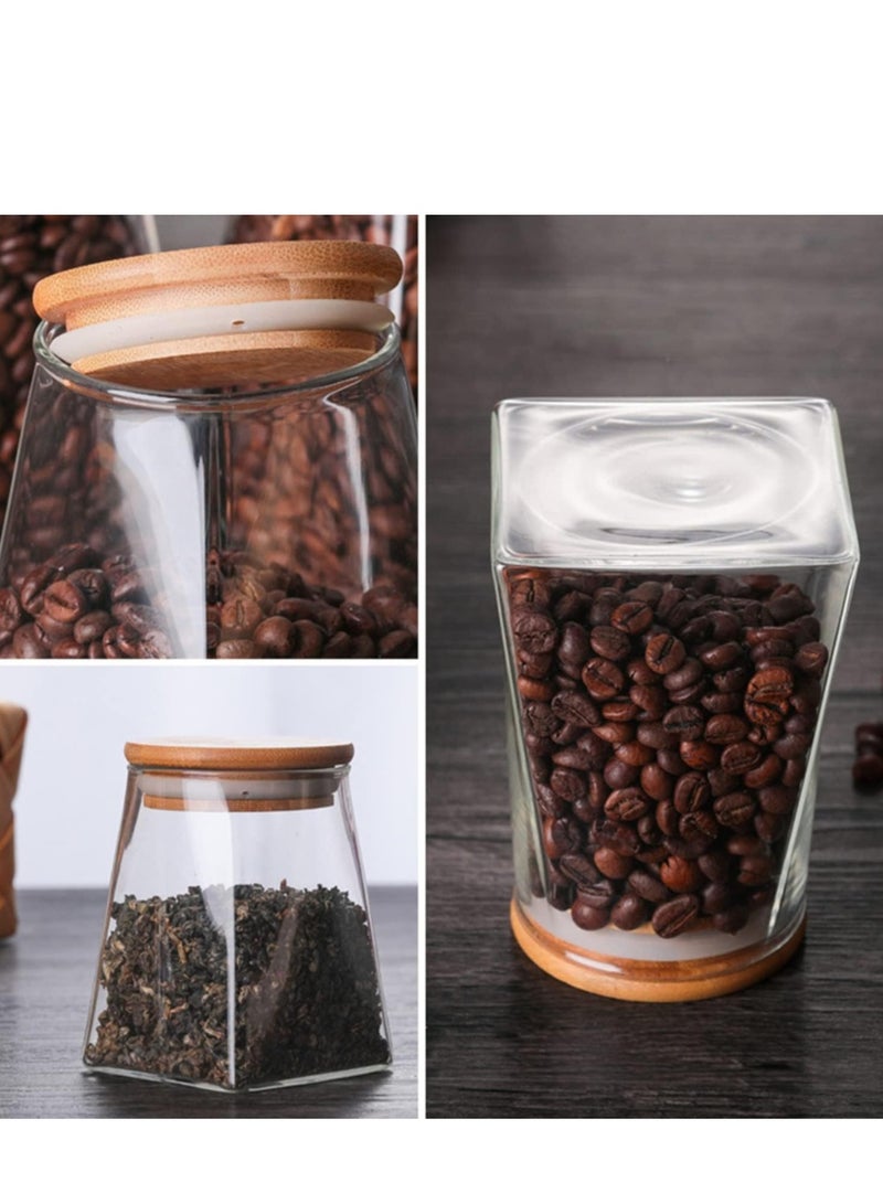 Borosilicate Glass Jar Rectangle with Bamboo Lids 750 ML (Set of 2)