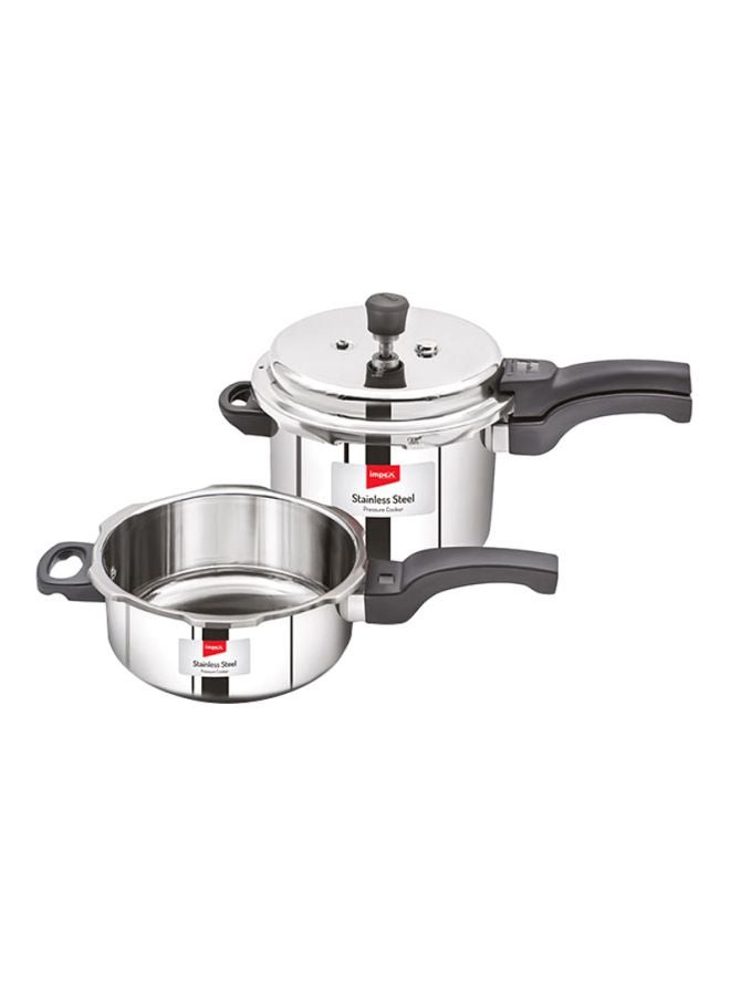 2-Piece Induction Bottom Pressure Cooker Silver/Black