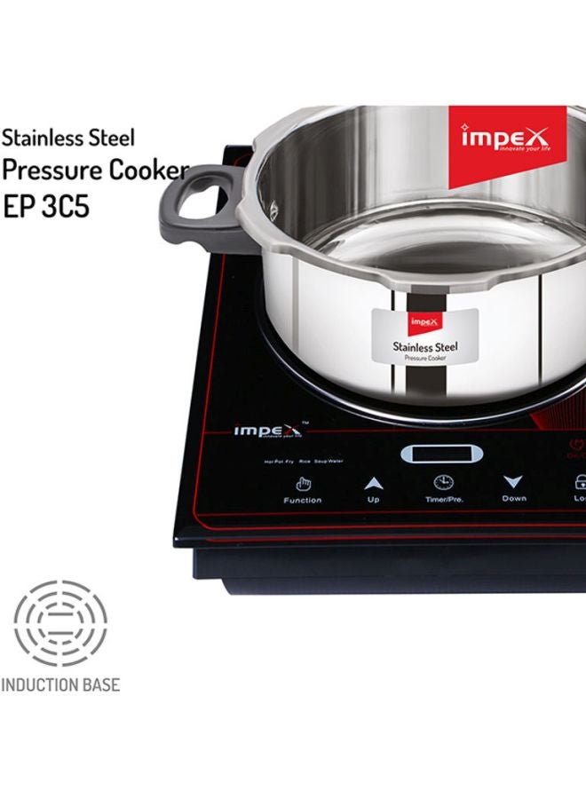 2-Piece Induction Bottom Pressure Cooker Silver/Black