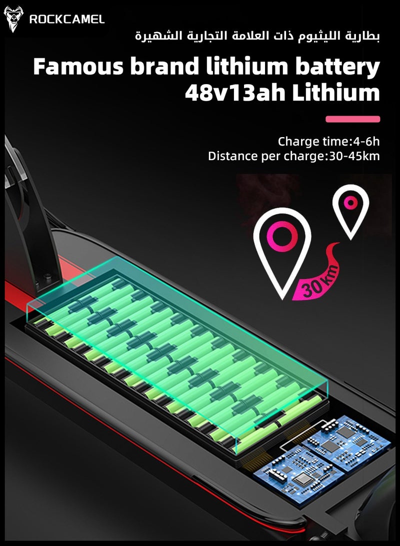 48V Electric Scooter for Adults Up To 30km/h Speed with Seat 140KG Capacity Scooter Adult,6.5