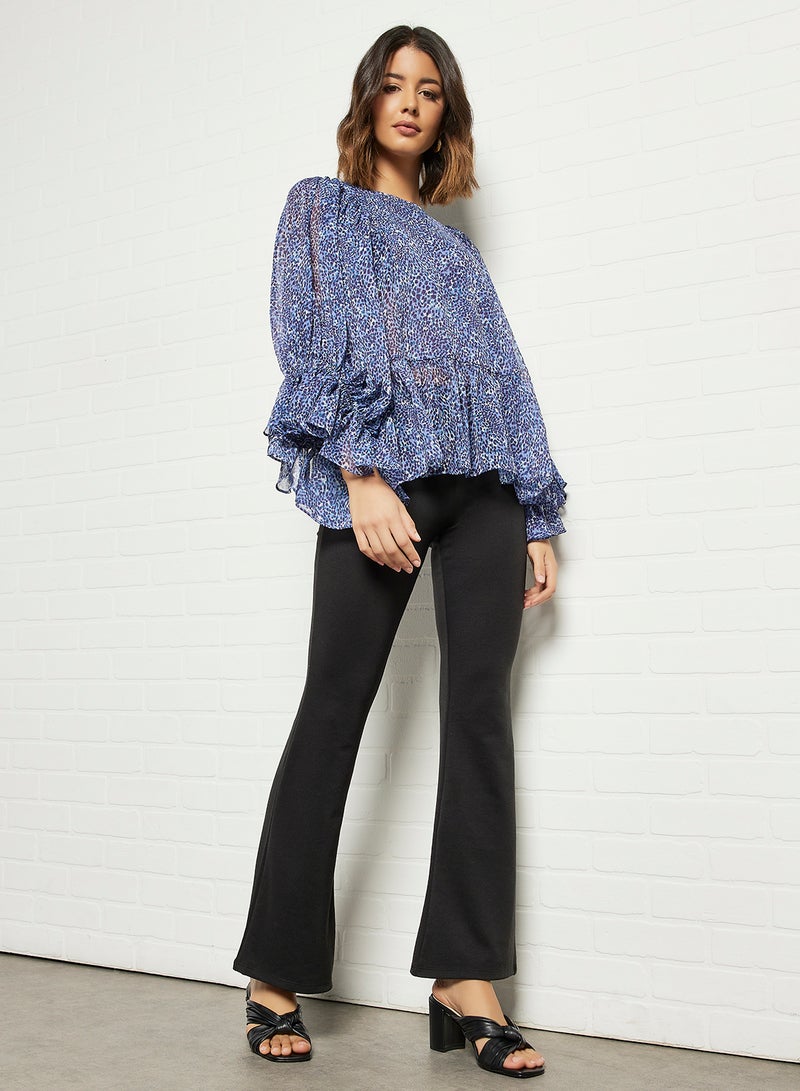 Printed Relaxed Fit Blouse Blue