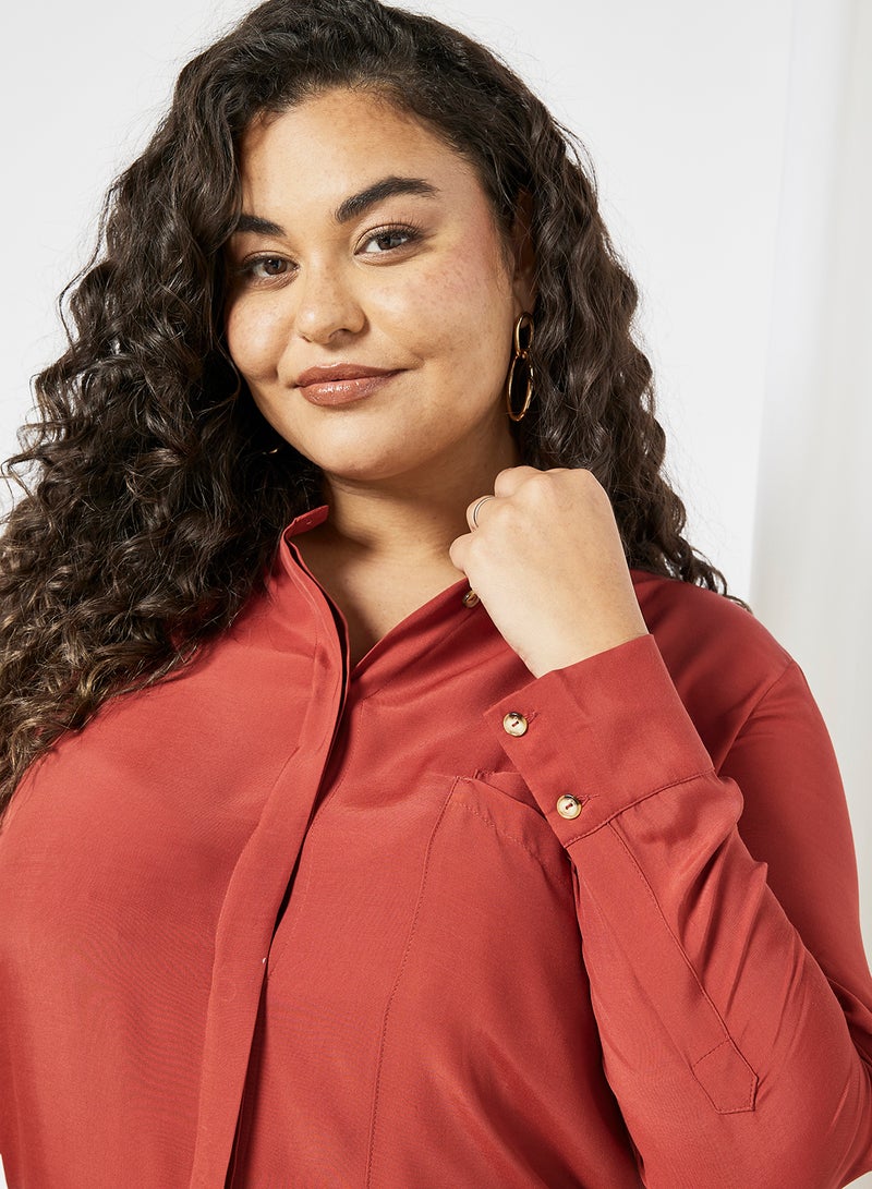 Plus Size Solid Top Burgandy