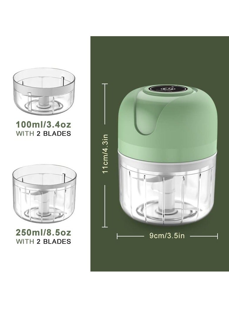 Electric Mini Garlic Chopper, Food Chopper, 2Cups, Rechargeble Wireless Food Processor for Garlic Pepper Chili Vegetable Nuts Meat (250ml+100ml)