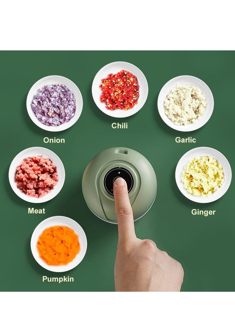 Electric Mini Garlic Chopper, Food Chopper, 2Cups, Rechargeble Wireless Food Processor for Garlic Pepper Chili Vegetable Nuts Meat (250ml+100ml)