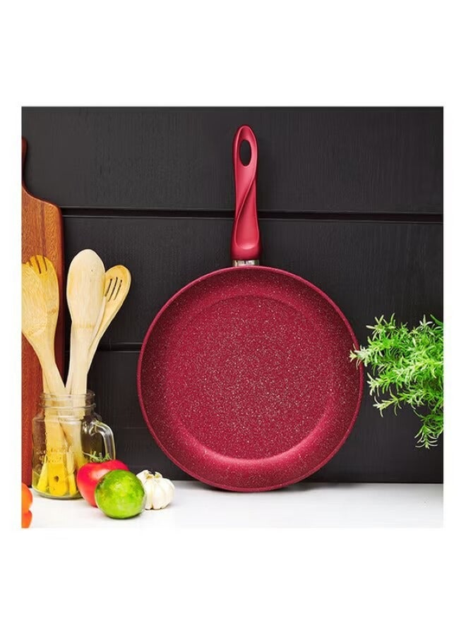 Aluminium Frypan With Durable Granite Coating Maroon 24cm