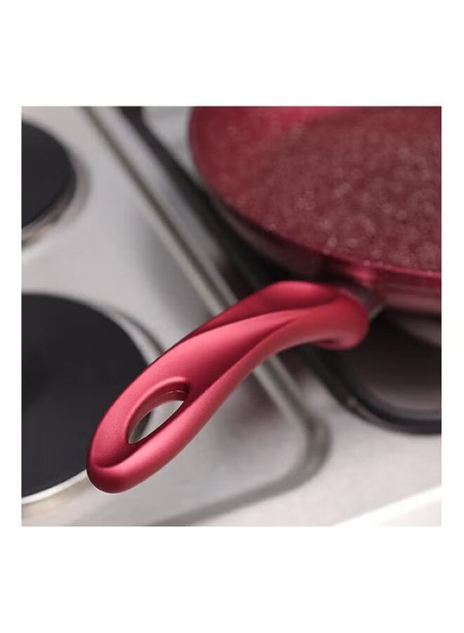 Aluminium Frypan With Durable Granite Coating Maroon 24cm