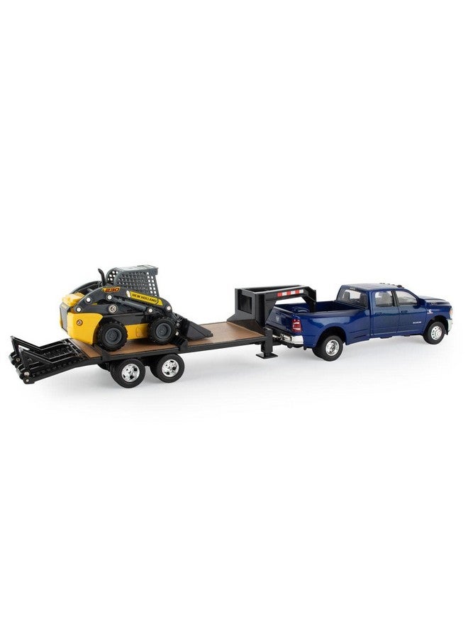 1/32 Big Farm Ram 3500 Dually Quad Cab With Lowboy And New Holland L230 Skid Steer 47269