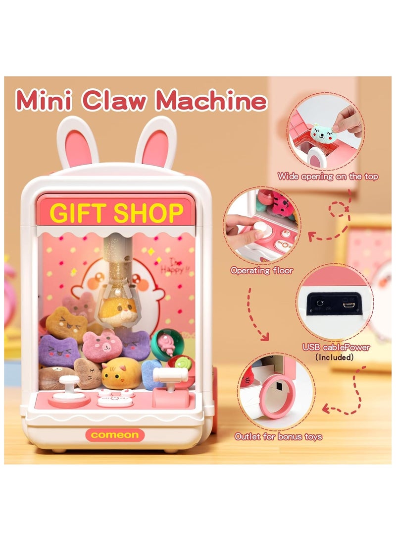 Claw Machine for Kids Mini Vending Machines Arcade Candy Indoor Claw Game Prizes Toy Electronic Pink Cool Fun Things Small Toys, Gifts for Girl 4-10 Age