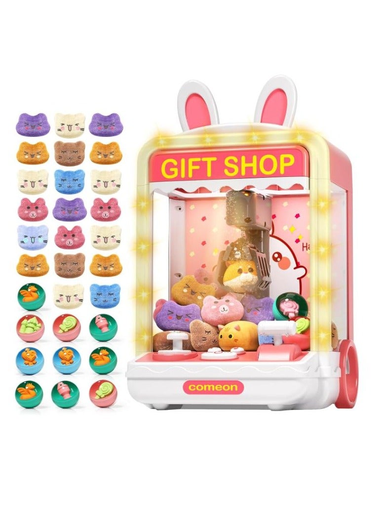 Claw Machine for Kids Mini Vending Machines Arcade Candy Indoor Claw Game Prizes Toy Electronic Pink Cool Fun Things Small Toys, Gifts for Girl 4-10 Age