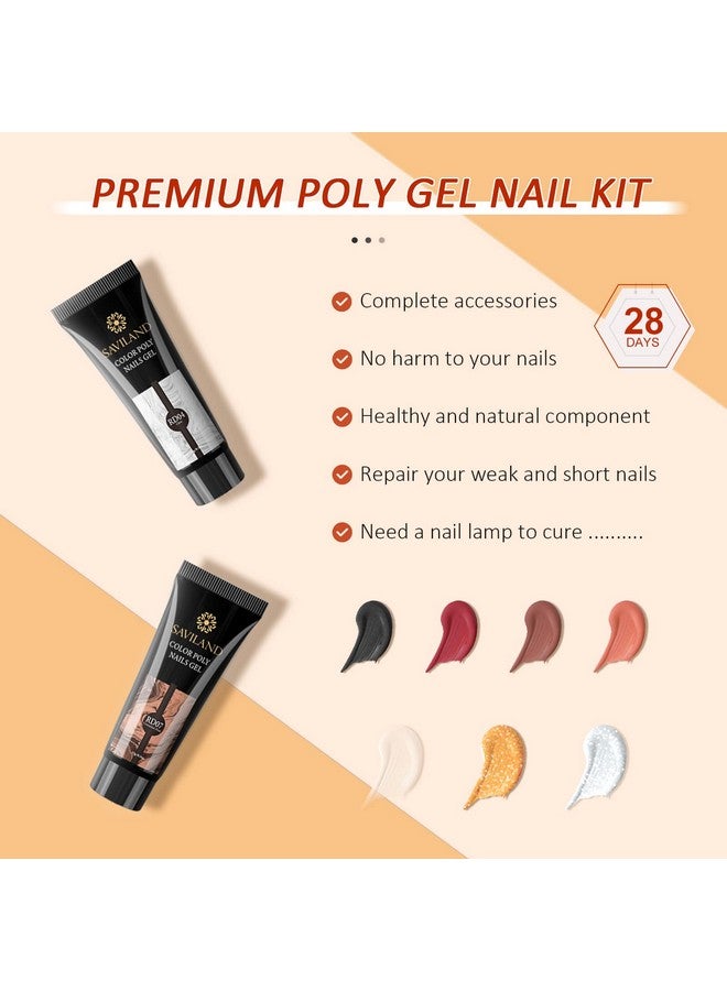 Poly Gel Nail Kit For Starter 7 Colors Glitter Poly Gel Nail Extension Nail Kit Slip Solution Nail Art Builder Nail Gel Allinone Poly Nail Gel Kit For Nail Manicure Beginner Diy At Home