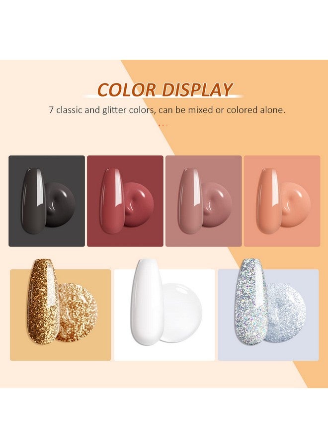 Poly Gel Nail Kit For Starter 7 Colors Glitter Poly Gel Nail Extension Nail Kit Slip Solution Nail Art Builder Nail Gel Allinone Poly Nail Gel Kit For Nail Manicure Beginner Diy At Home