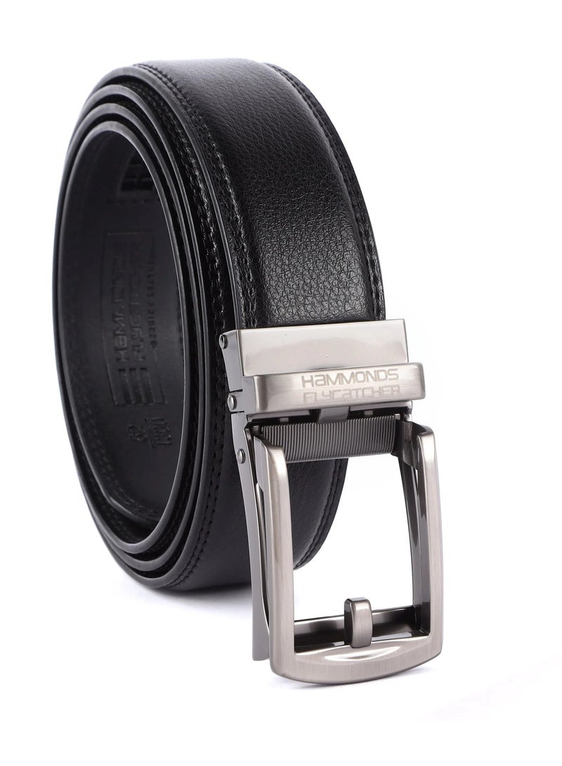 Leather Auto lock Men's Belts | Metal Buckle | Free Size, Black, Free Size | BL8012_GMG_BLK