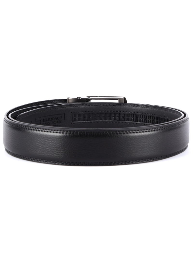 Leather Auto lock Men's Belts | Metal Buckle | Free Size, Black, Free Size | BL8012_GMG_BLK