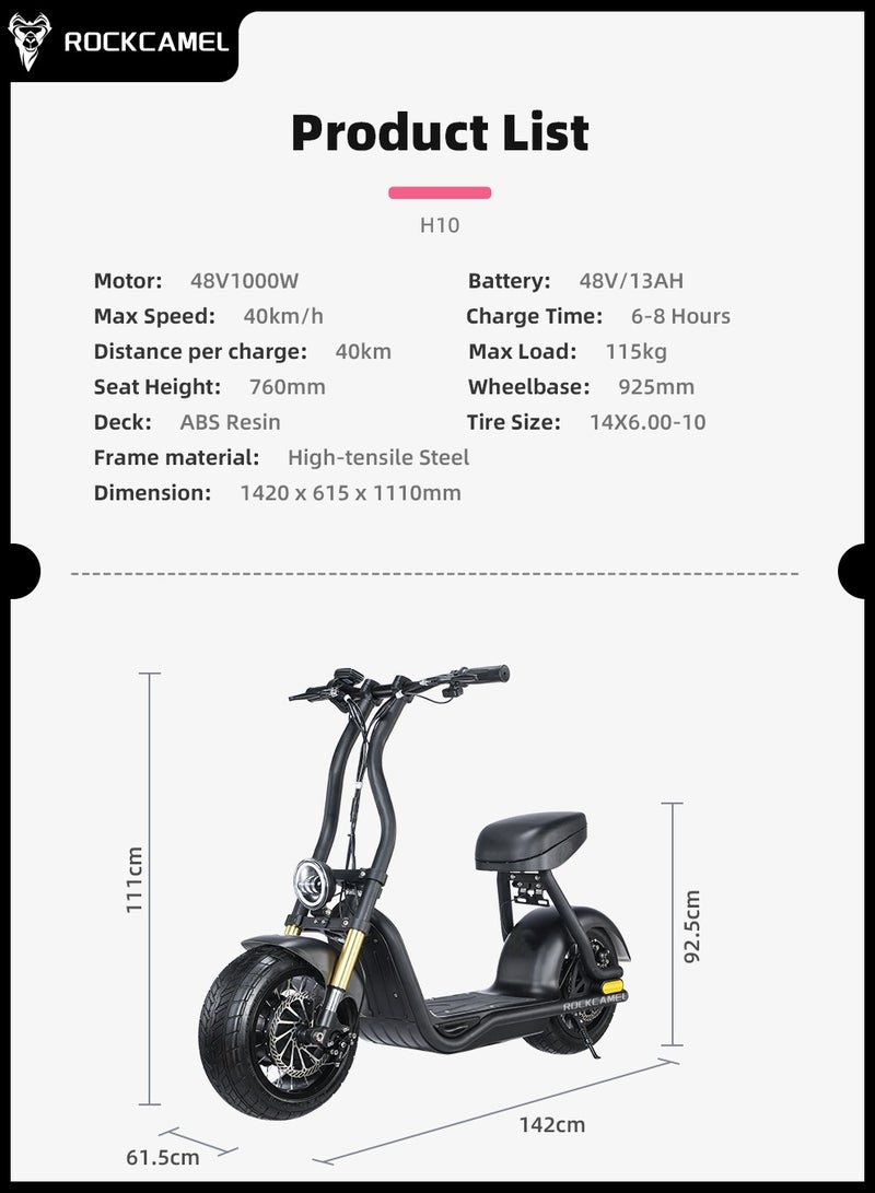 48V Electric Scooter for Adults Up To 45km/h Speed with Seat 115KG Capacity Scooter Adult,14