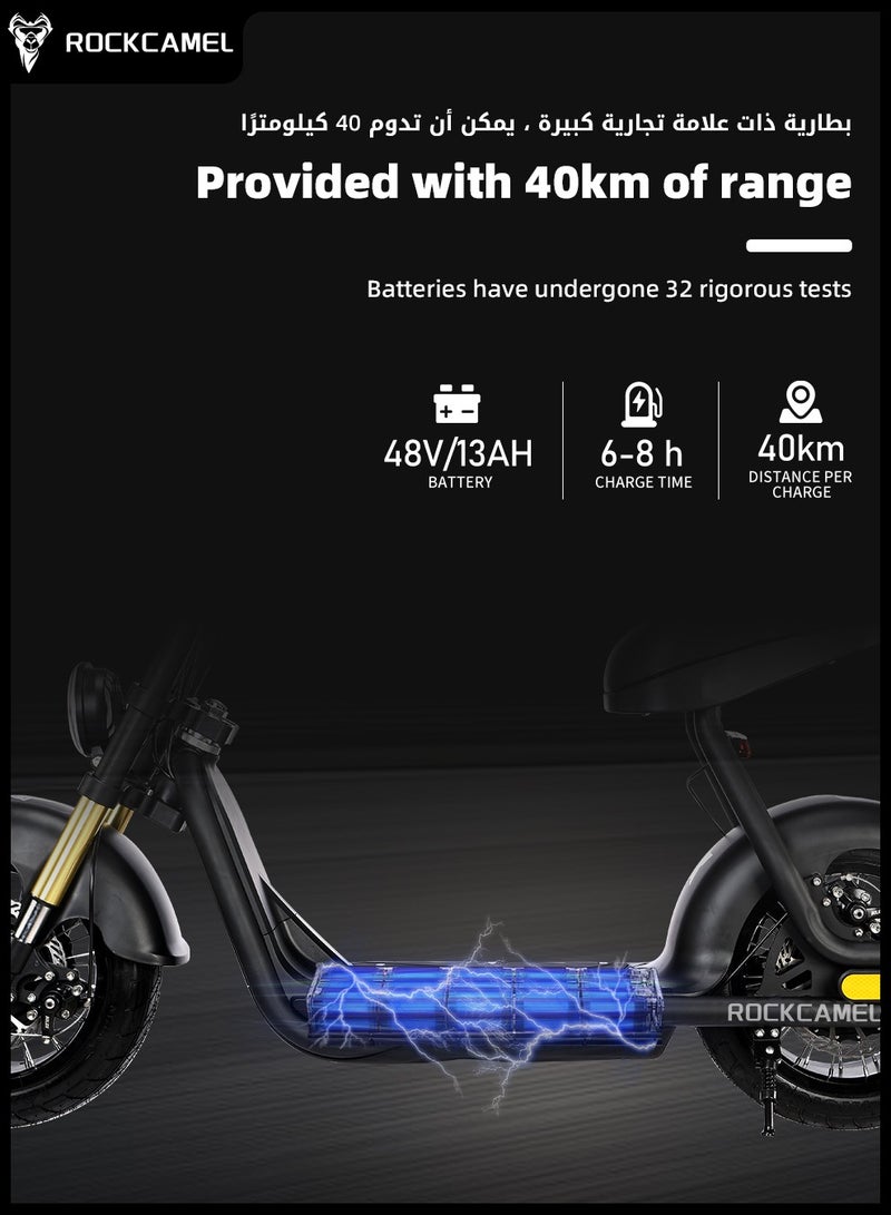 48V Electric Scooter for Adults Up To 45km/h Speed with Seat 115KG Capacity Scooter Adult,14