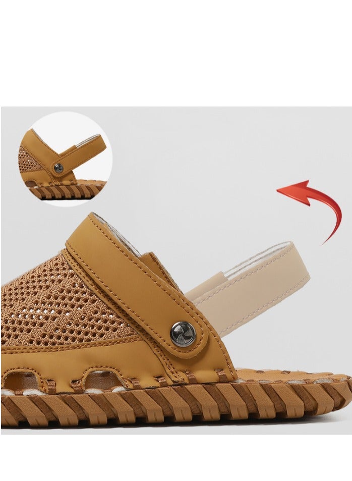 Outdoor Beach Sandals Men's Trendy Genuine Leather Men's Sandals and Slippers