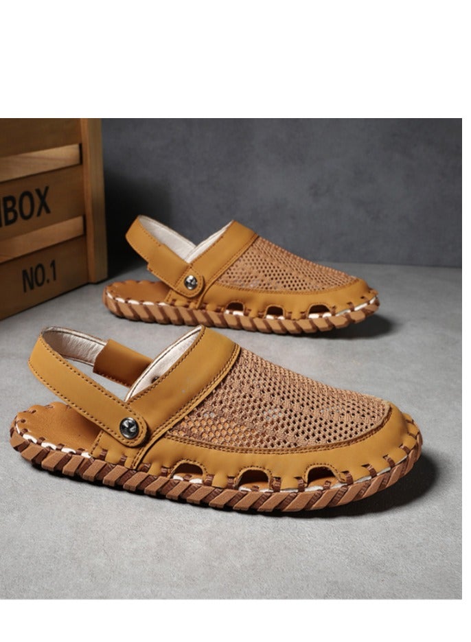 Outdoor Beach Sandals Men's Trendy Genuine Leather Men's Sandals and Slippers