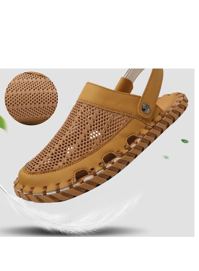 Outdoor Beach Sandals Men's Trendy Genuine Leather Men's Sandals and Slippers