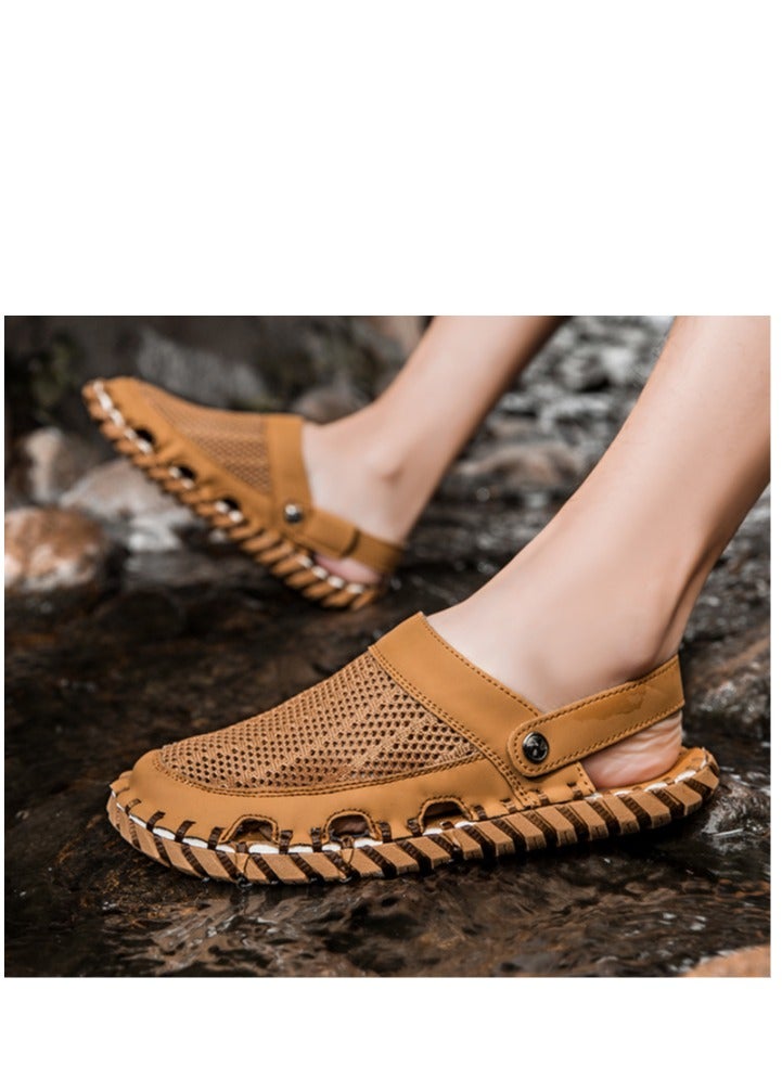 Outdoor Beach Sandals Men's Trendy Genuine Leather Men's Sandals and Slippers