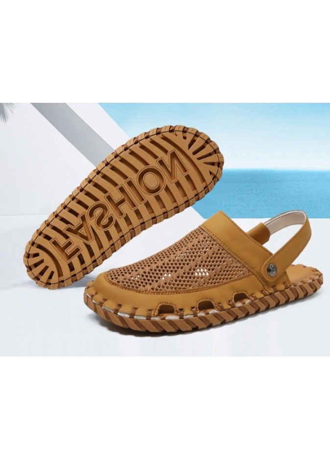 Outdoor Beach Sandals Men's Trendy Genuine Leather Men's Sandals and Slippers