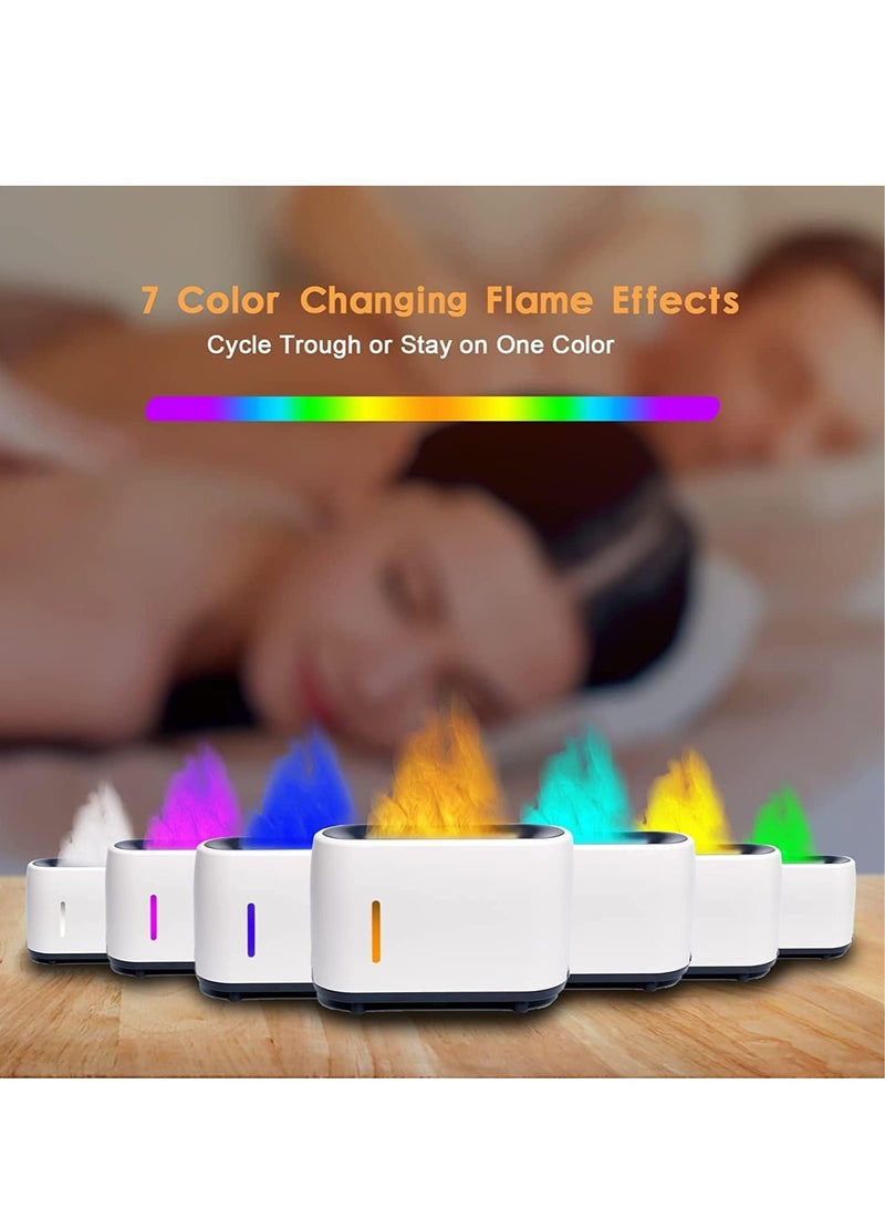 Flame Air Diffuser-Humidifier,240ml Aroma Diffuser with Remote Control,Timer, Waterless Auto Shut-Off Essential Oil Diffuser for Home,Office or Yoga (White)