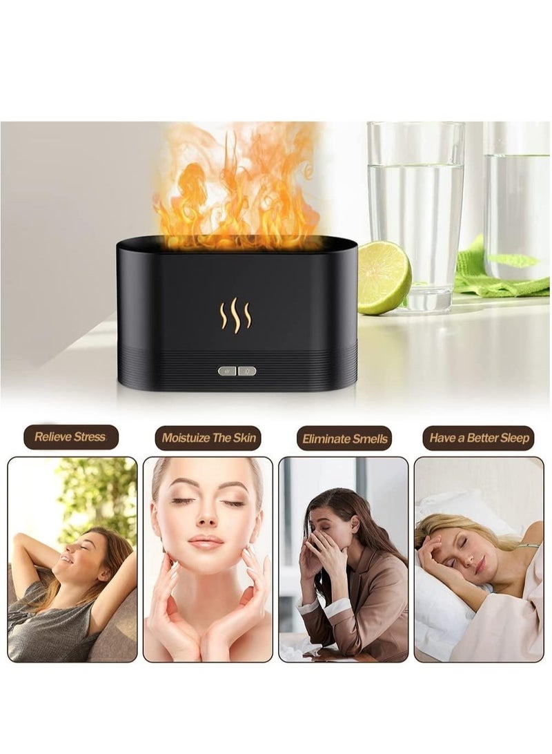 Flame Diffuser Humidifier, Ultra-Silent Cool Mist Air Fire Diffuser, 2 Brightness Night Light & Auto-Off, Essential Oil Aromatherapy Flame Humidifier Aroma Diffuser for Home