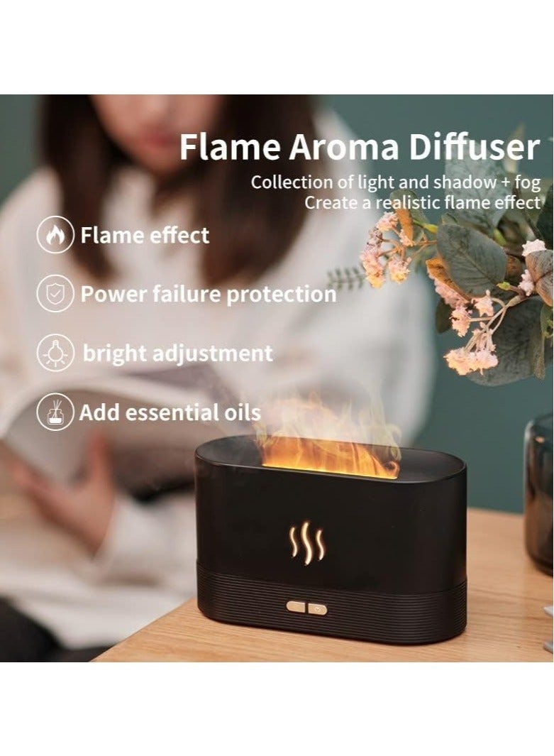 Humidifier Flame Aroma Diffuser Aromatherapy Light Mist Atomizer Auto Off Protection for Spa Home Yoga Office 180ml Black