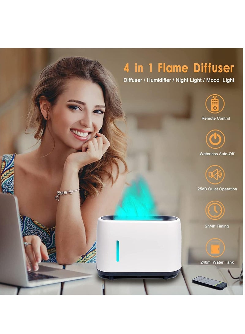 Flame Diffuser Humidifier 7 Flame Colors,Essential Oil Aroma Therapy Diffuser with Waterless Auto-Off Protection,Fire Air Diffuser for Home,Office,Bedroom