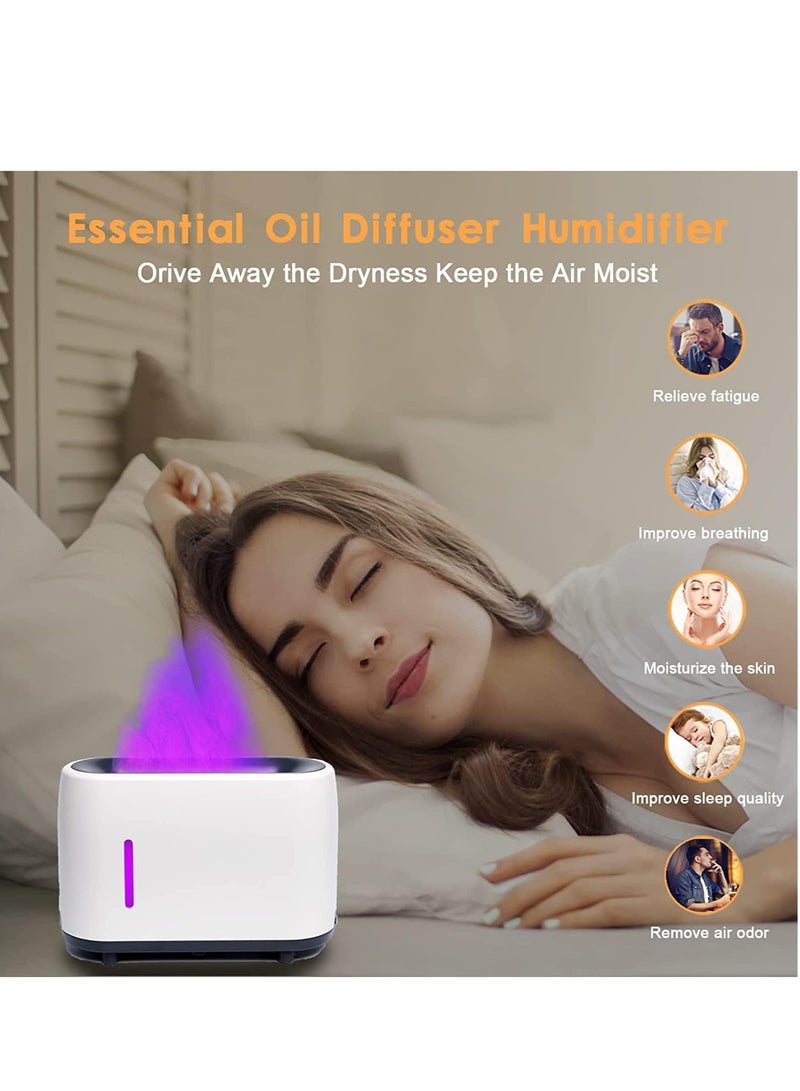 Flame Diffuser Humidifier 7 Flame Colors,Essential Oil Aroma Therapy Diffuser with Waterless Auto-Off Protection,Fire Air Diffuser for Home,Office,Bedroom