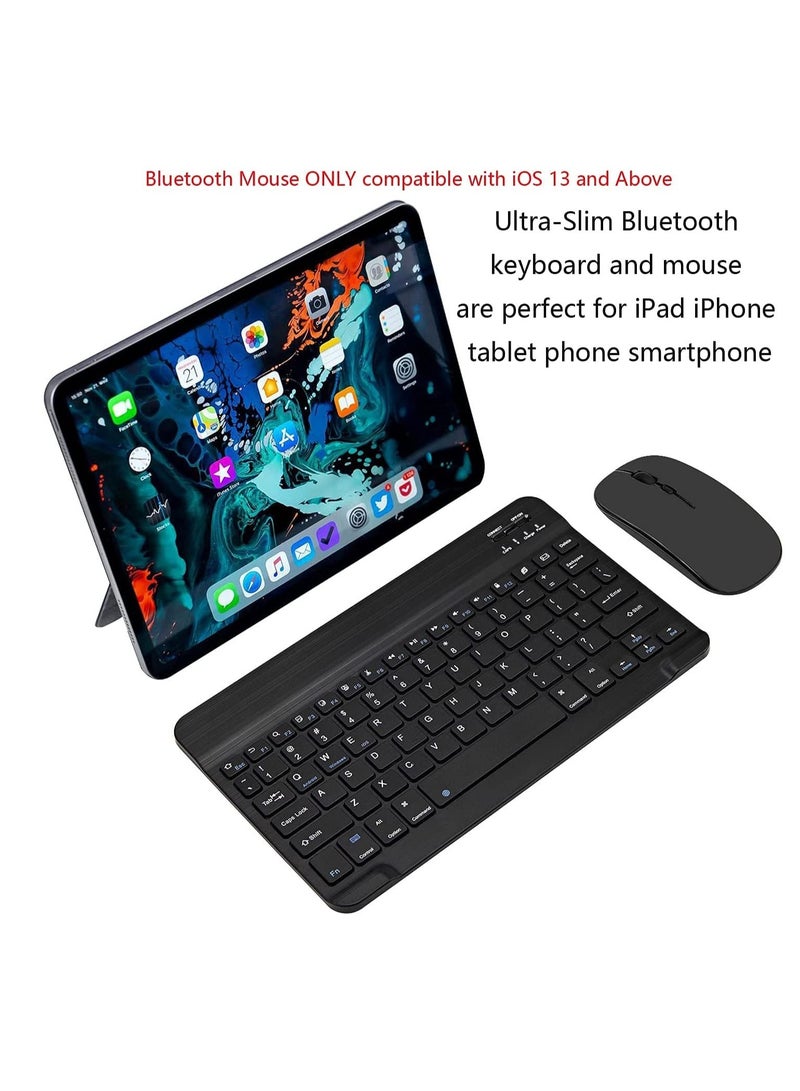 Arabic and English Bluetooth Keyboard and Mouse Combo, Ultra-Slim Portable Compact Wireless Mouse Keyboard Set for IOS Android Windows Tablet Phone iPhone iPad Pro Air Mini (Black)