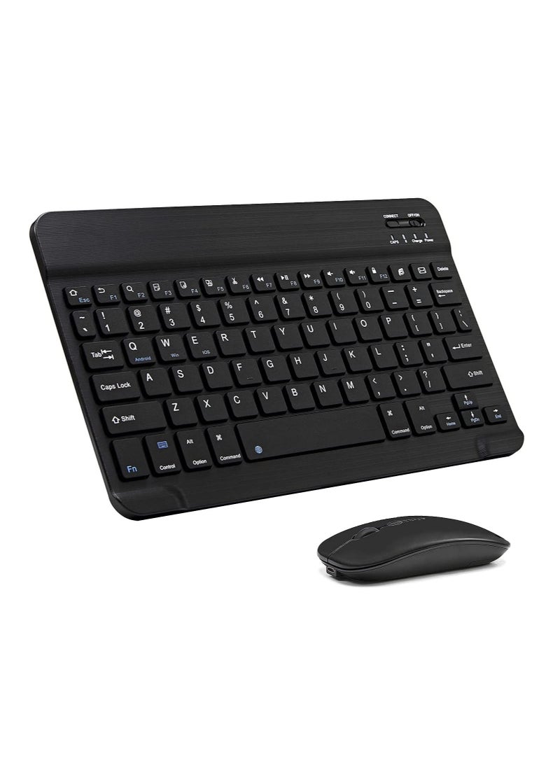 Arabic and English Bluetooth Keyboard and Mouse Combo, Ultra-Slim Portable Compact Wireless Mouse Keyboard Set for IOS Android Windows Tablet Phone iPhone iPad Pro Air Mini (Black)