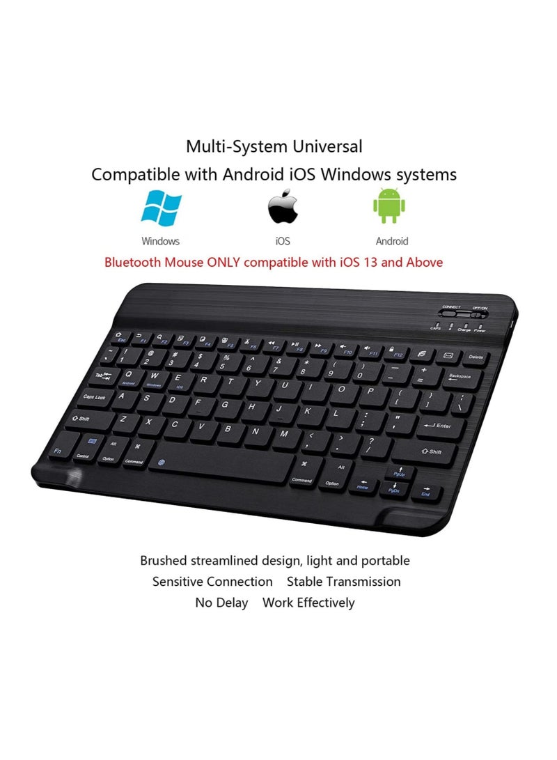 Arabic and English Bluetooth Keyboard and Mouse Combo, Ultra-Slim Portable Compact Wireless Mouse Keyboard Set for IOS Android Windows Tablet Phone iPhone iPad Pro Air Mini (Black)