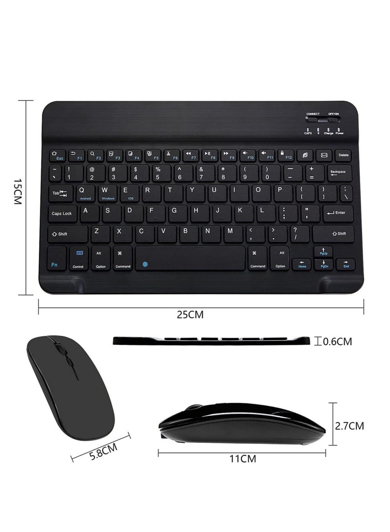 Arabic and English Bluetooth Keyboard and Mouse Combo, Ultra-Slim Portable Compact Wireless Mouse Keyboard Set for IOS Android Windows Tablet Phone iPhone iPad Pro Air Mini (Black)