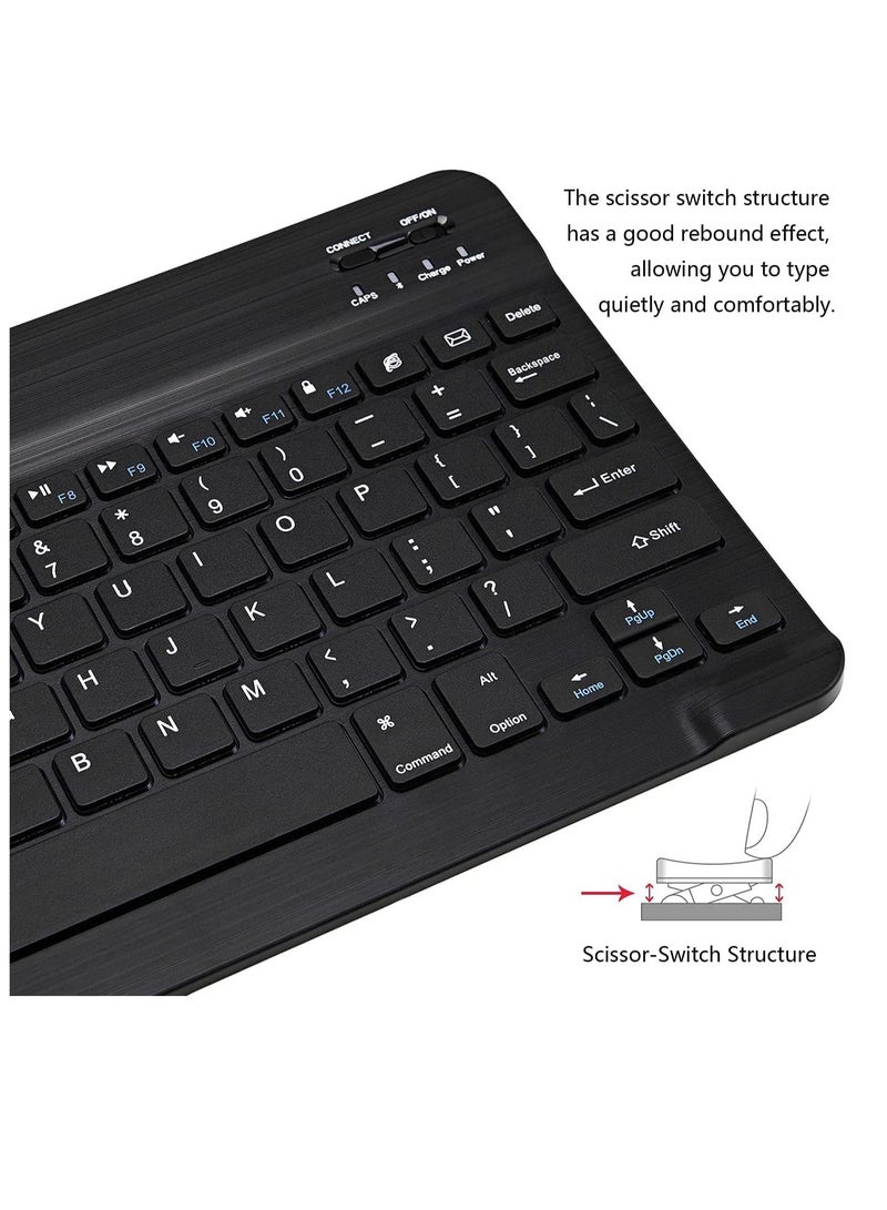 Arabic and English Bluetooth Keyboard and Mouse Combo, Ultra-Slim Portable Compact Wireless Mouse Keyboard Set for IOS Android Windows Tablet Phone iPhone iPad Pro Air Mini (Black)