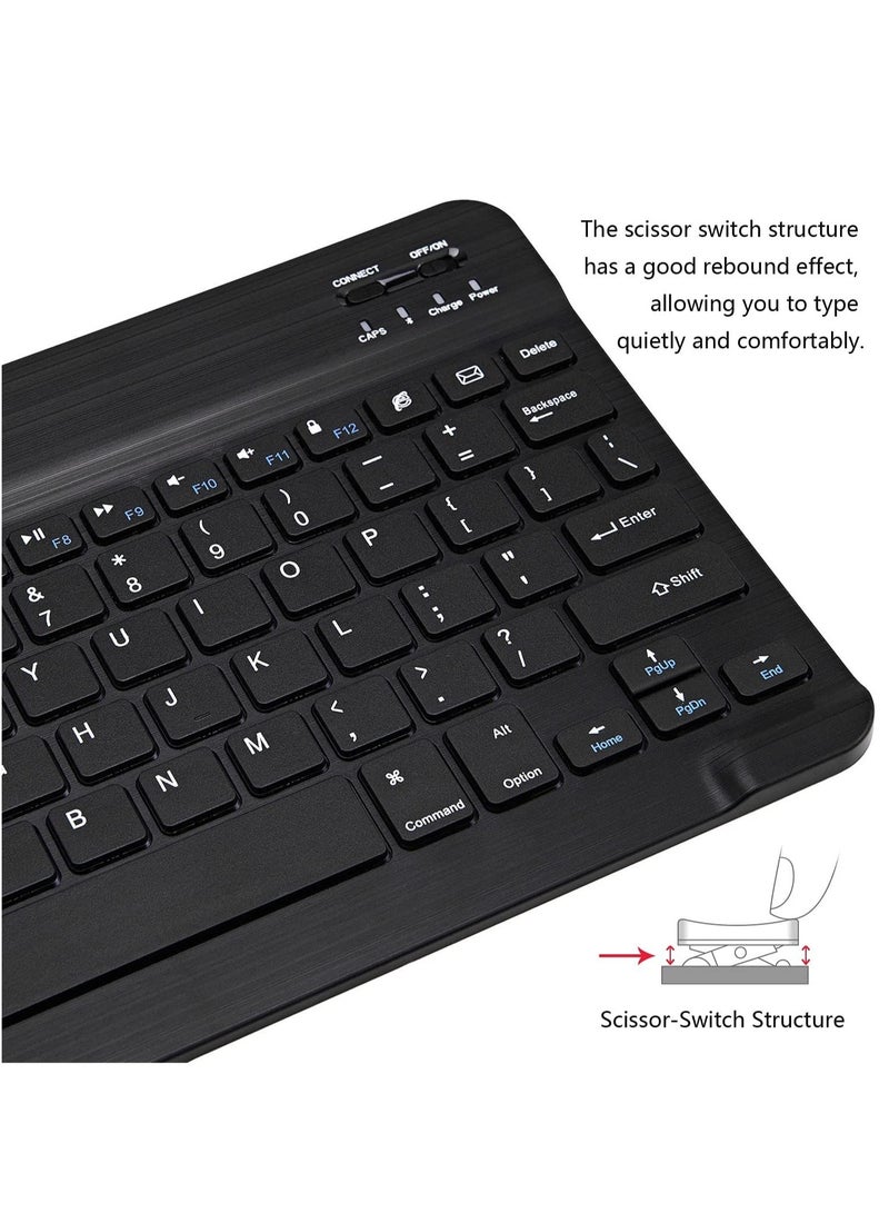 Ultra-Slim Bluetooth Keyboard and Mouse Combo Rechargeable Portable Wireless Keyboard Mouse Set for Apple iPad iPhone and Above Samsung Tablet Phone Smartphone Android Windows (White