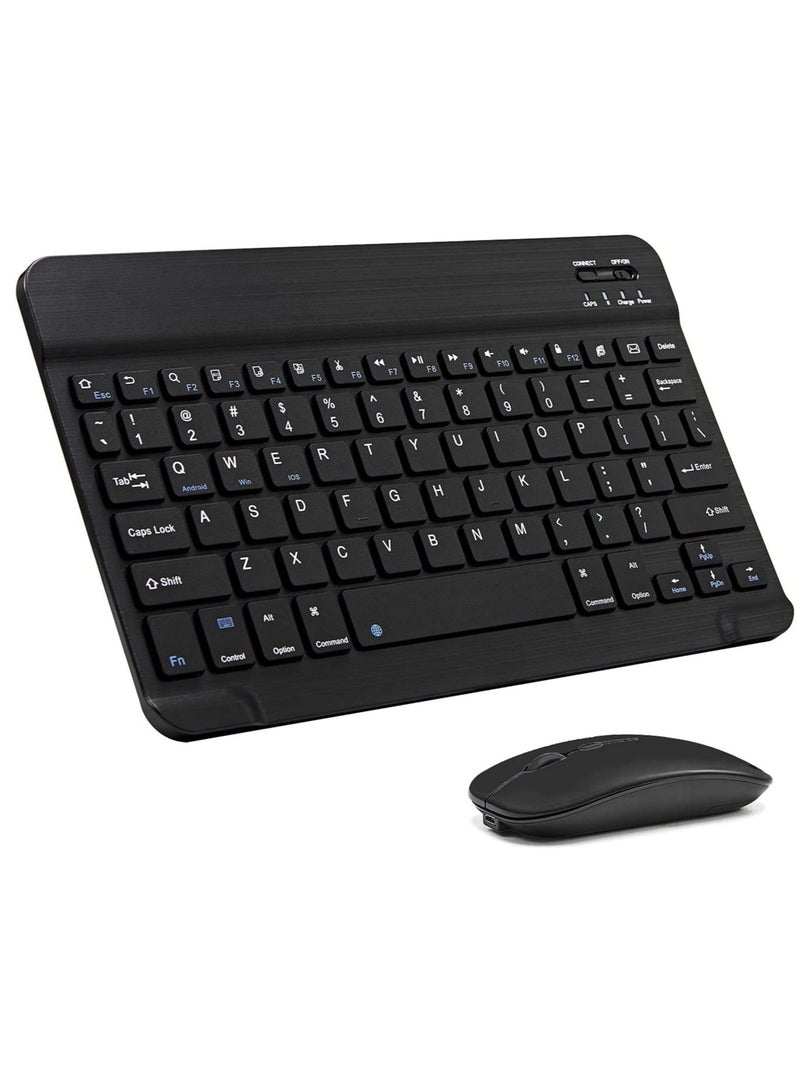 Ultra-Slim Bluetooth Keyboard and Mouse Combo Rechargeable Portable Wireless Keyboard Mouse Set for Apple iPad iPhone and Above Samsung Tablet Phone Smartphone Android Windows (White