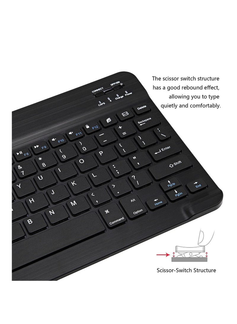 UltraSlim Bluetooth Keyboard and Mouse Combo Rechargeable Portable Wireless Keyboard Mouse Set for Apple iPad iPhone iOS 13 and Above Samsung Tablet Phone Smartphone Android Window. (BLACK)